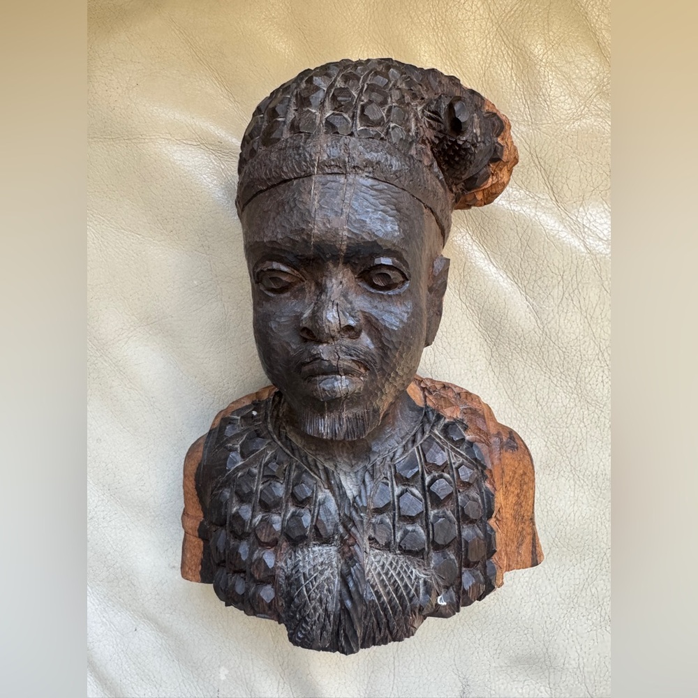 African Statue Wooden Handcarved Sculpture for Home Decor African Figurine Head